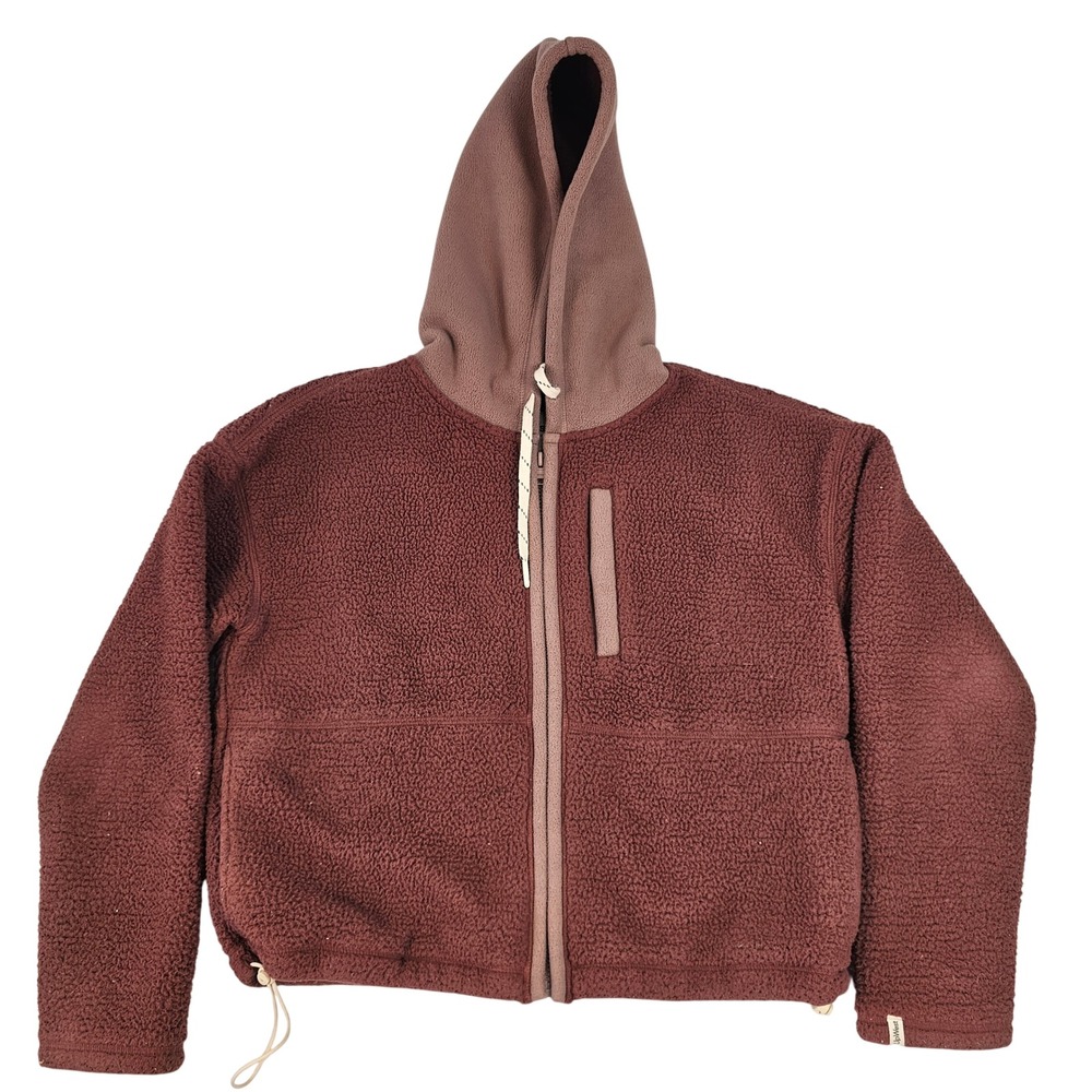 UpWest Resort & Mercantile Sherpa Fleece Full Zip Hoodie Burgundy Mauve Medium